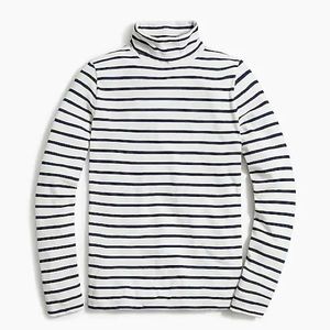 J. Crew Navy Striped Turtleneck Long-Sleeve Tee